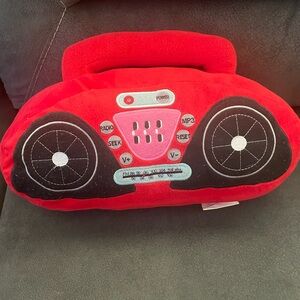Battery Operated Red Boombox Plush Speaker Pillow